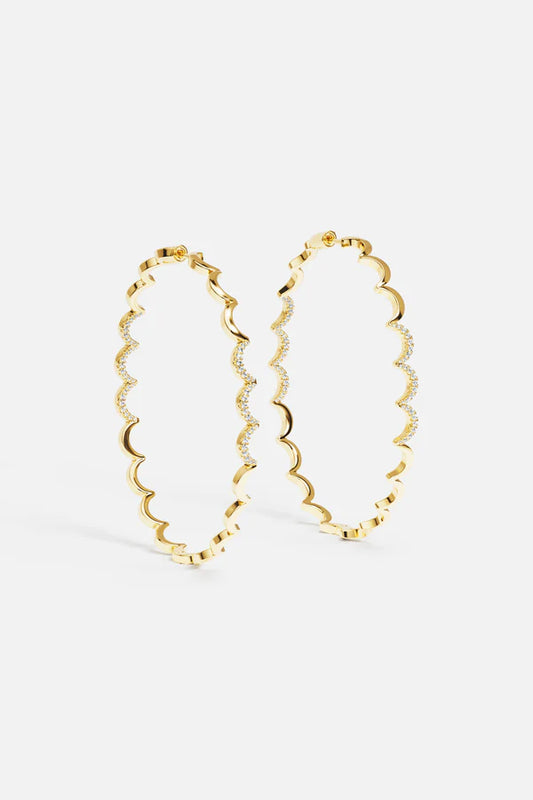 UP AND DOWN - Wavy Gold Hoop Earrings - Large