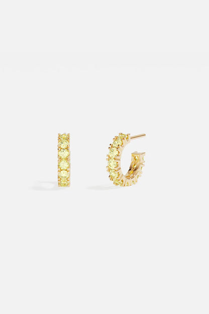 festival - Yellow Pavé Huggie Earrings