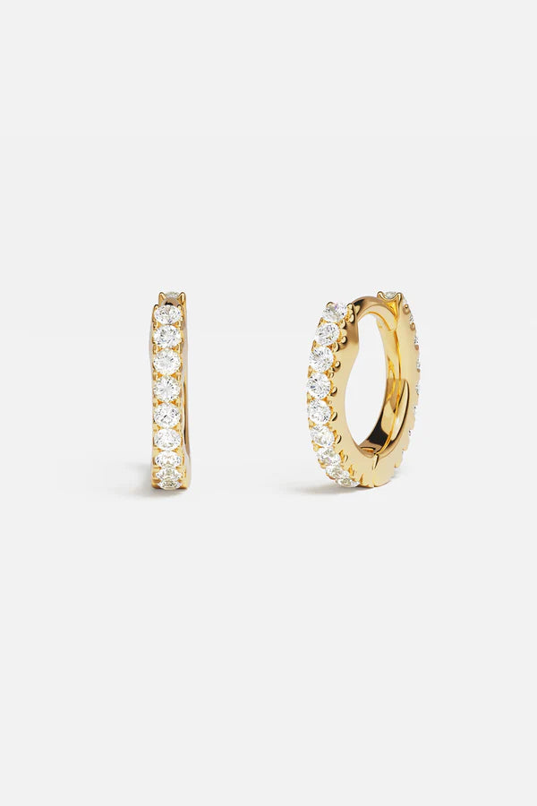 croisette - Pavé Gold Huggie Earrings